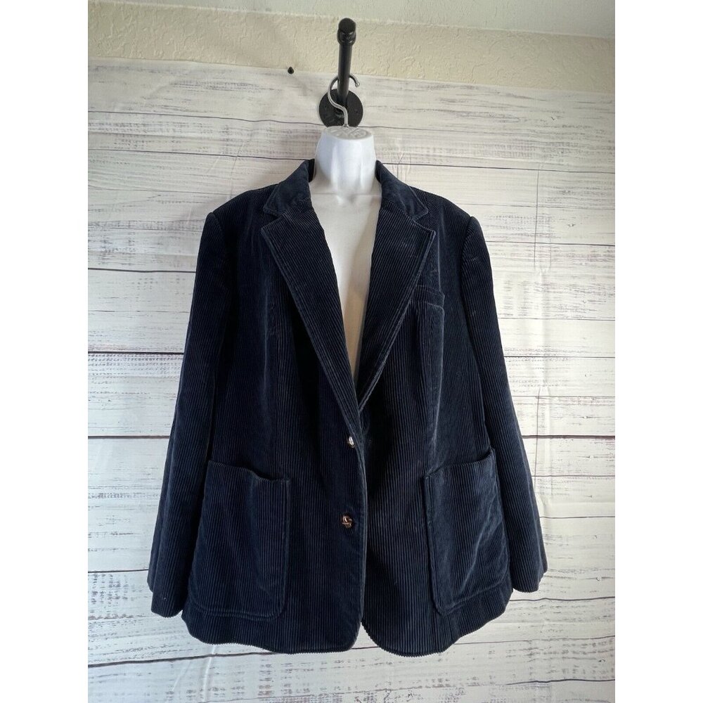 Vintage Ashley Brooke Women's Blue Corduroy Blazer Size 44 (12.5) Fall Career